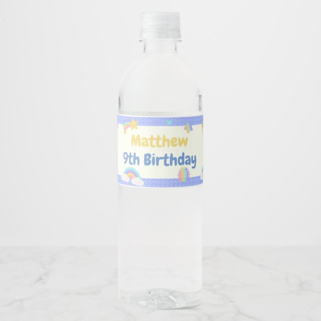 Rótulo De Garrafa De Vinho Azul Pop It Fidget Birthday (Frente)