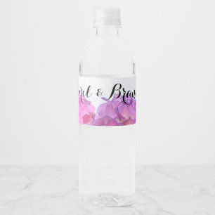 Rótulo De Garrafa De Vinho Azul rosa Hydrangeas elegantes flores roxas cor-de