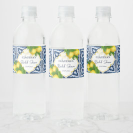 Rótulo De Garrafa De Vinho Azulejos azuis limões Amalfi chá de panela italian