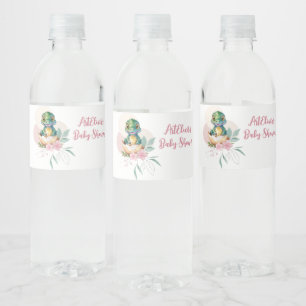 Rótulo De Garrafa De Vinho Baby Alligator Hatching Floral Chá de fraldas