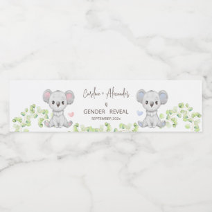 Rótulo De Garrafa De Vinho Baby Koala Gender Reveal Party Water Labels.
