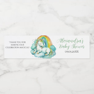 Rótulo De Garrafa De Vinho Baby Unicorn Gender Neutrace Chá de fraldas