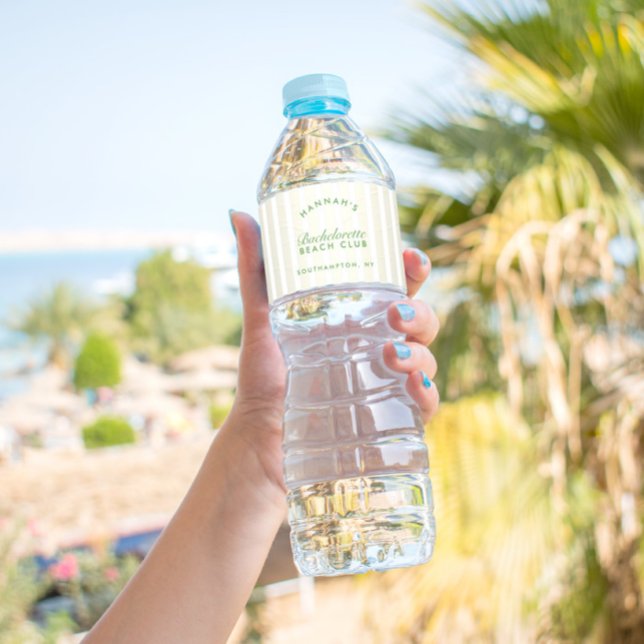 Rótulo De Garrafa De Vinho Bachelorette Retro Amarelo e Verde Personalizado (Bachelorette Retro Yellow & Green Personalized Water Bottle Label)