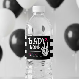 Rótulo De Garrafa De Vinho Bad 2 the Bone Skeleton Pink 2nd Birthday Party