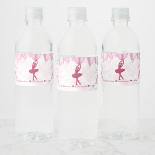 Rótulo De Garrafa De Vinho Ballerina Rosa Personalizada - Aniversário