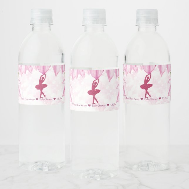 Rótulo De Garrafa De Vinho Ballerina Rosa Personalizada - Aniversário (Garrafas)