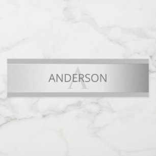 Rótulo De Garrafa De Vinho Bandas de Ombre Silver Faux Contemporâneas e Cinza