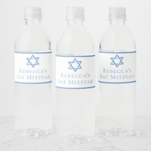 Rótulo De Garrafa De Vinho Bat Mitzvah Party Blue Star