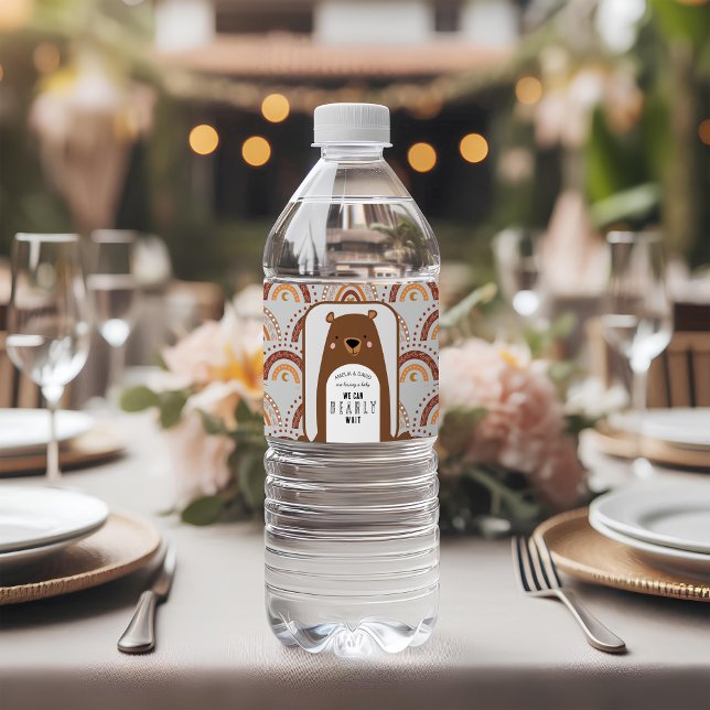 Rótulo De Garrafa De Vinho Beary Cute Neutral Baby Shower Wrap (Criador carregado)