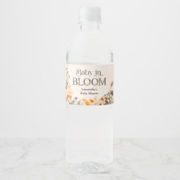 Rótulo De Garrafa De Vinho Bebê em Flor Elegante Aquarela Flores Silvestres d
