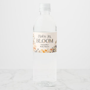 Rótulo De Garrafa De Vinho Bebê em Flor Elegante Aquarela Flores Silvestres d