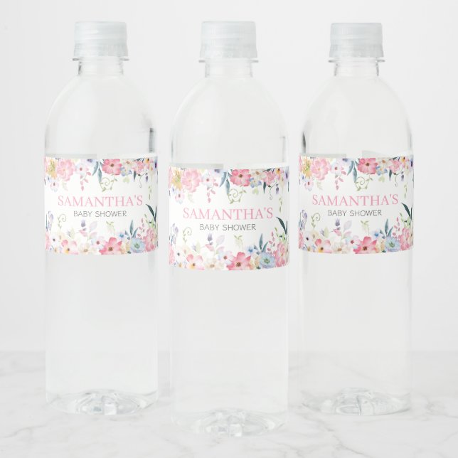 Rótulo De Garrafa De Vinho Bebê Floral no Bloom Primavera Chá de fraldas (Garrafas)
