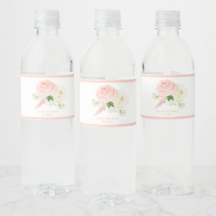 Rótulo De Garrafa De Vinho Bebê Floral Rosa Menina Água Chá de fraldas