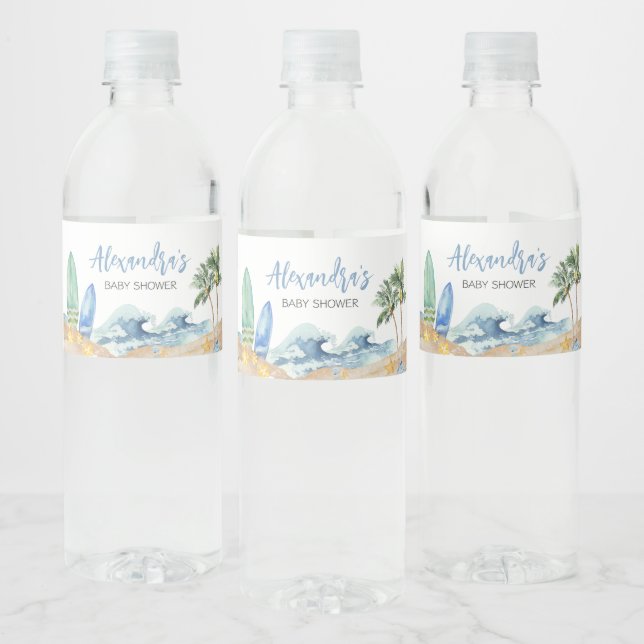 Rótulo De Garrafa De Vinho Bebê no Conselho Beach Chá de fraldas (Garrafas)