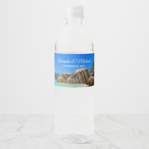 Rótulo De Garrafa De Vinho Belo Casamento Costeiro Tropical de Rocky Sea