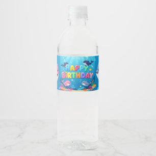 Rótulo De Garrafa De Vinho Belo golfinho náutico de aniversário feliz