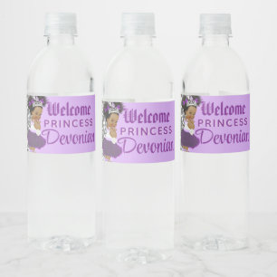 Rótulo De Garrafa De Vinho Bem-vinda Princesa Roxo e Silver Glitter Elegante