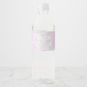 Rótulo De Garrafa De Vinho Bem-vindo Pequeno Um laço rosa xadrez