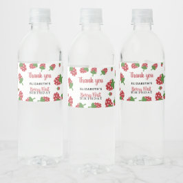 Rótulo De Garrafa De Vinho Berry First Birthday Cute Strawberry Girl Cute