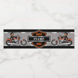 Rótulo De Garrafa De Vinho Biker Baby Orange Shield