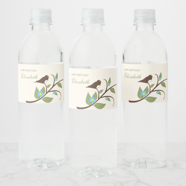 Rótulo De Garrafa De Vinho Bird Birthday (Garrafas)