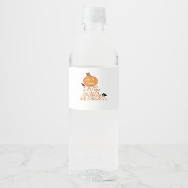 Rótulo De Garrafa De Vinho Bite Beba Seja Assustador No Halloween (Frente)