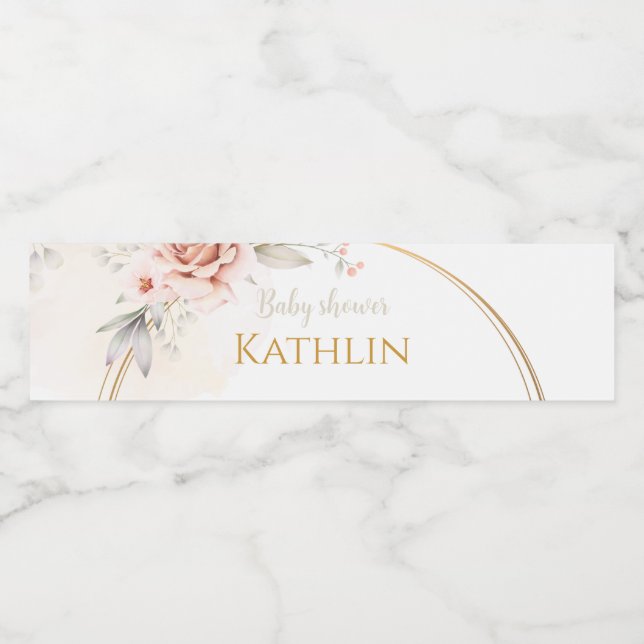 Rótulo De Garrafa De Vinho Blooming Baby Shower Invitation (Rótulo Único)