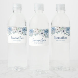 Rótulo De Garrafa De Vinho Blue Baby in Bloom Chá de fraldas