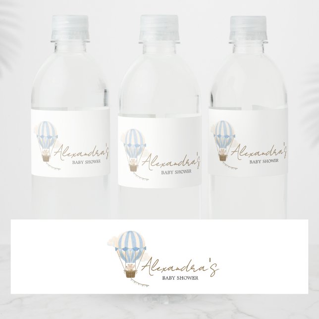 Rótulo De Garrafa De Vinho Blue Boho Bear Baby Shower  (Oh Baby Bear Baby Shower Bottle Label)