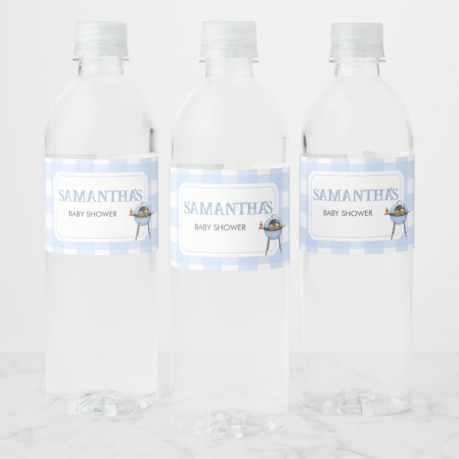 Rótulo De Garrafa De Vinho Blue Burger BBQ Baby Shower (Garrafas)