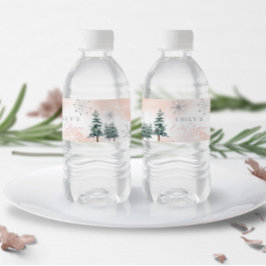 Rótulo De Garrafa De Vinho Blush Winter Chá de fraldas Water Labels