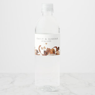 Rótulo De Garrafa De Vinho Bohemian Burnt Orange Fall Floral Casamento