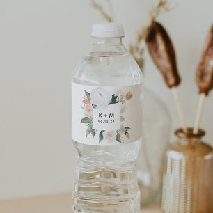 Rótulo De Garrafa De Vinho Boho Blooms Modern Floral Wedch Monograma