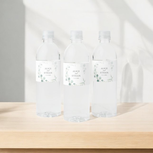 Rótulo De Garrafa De Vinho Boho Greenery Eucalyptus Wedding (Criador carregado)