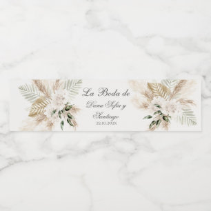 Rótulo De Garrafa De Vinho Boho Wedding Espanhol