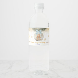 Rótulo De Garrafa De Vinho Bolo de gengibre azul fofo menino Natal Bebê