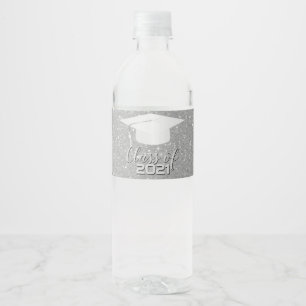 Rótulo De Garrafa De Vinho boné de formatura - Classe de 20XX - Silver Glitt
