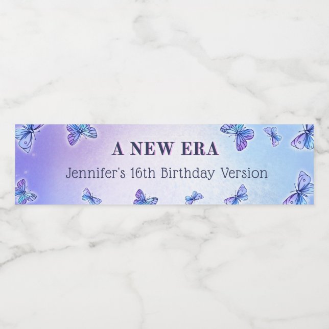 Rótulo De Garrafa De Vinho Borboleta Roxa Eras Festa de aniversário Garrafa d (Rótulo Único)