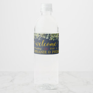 Rótulo De Garrafa De Vinho Bot Água de Casamento de Eucalyptus Verde