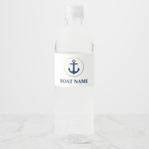 Rótulo De Garrafa De Vinho Branco náutico da âncora do nome do barco