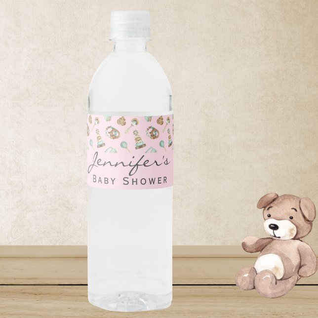 Rótulo De Garrafa De Vinho Brinquedos de Chá de fraldas Rosa (Criador carregado)