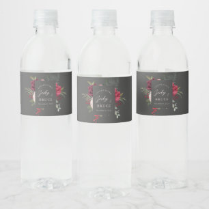 Rótulo De Garrafa De Vinho Buquê de Noiva Rosa Romântico Personalizado com Ca