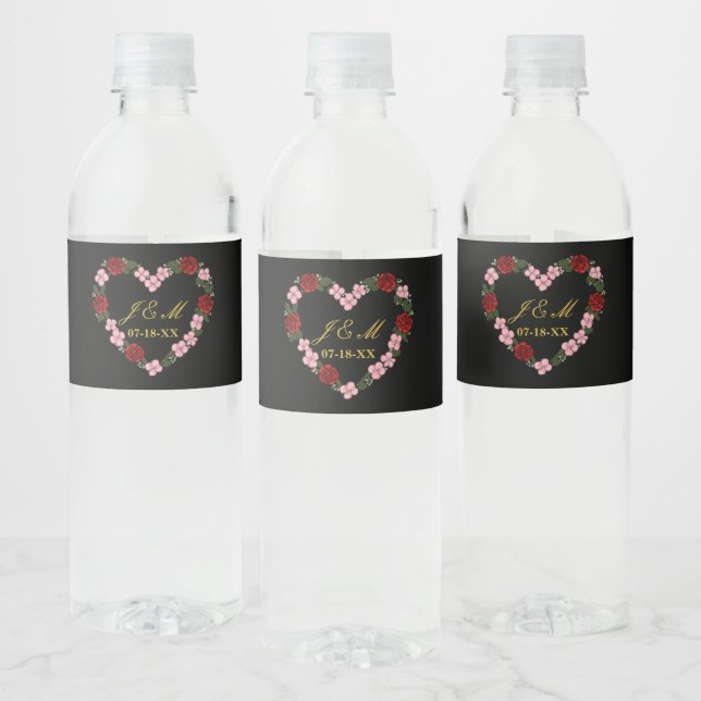Rótulo De Garrafa De Vinho Cadeau de mariage rose et noir (Garrafas)