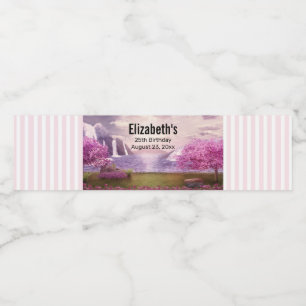 Rótulo De Garrafa De Vinho  Caixas d'água e Árvores de Cereja ao redor de u