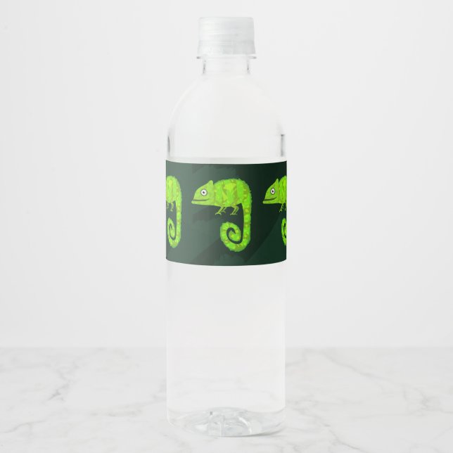 Rótulo De Garrafa De Vinho Camaleão verde fofo (Frente)