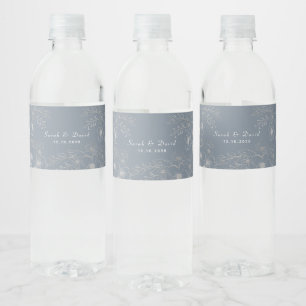 Rótulo De Garrafa De Vinho Casamento Azul Empoeirado