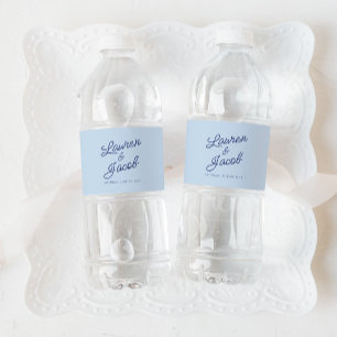 Rótulo De Garrafa De Vinho Casamento Azul Minimalista Minimalista Moderno