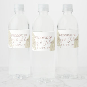 Rótulo De Garrafa De Vinho Casamento Boêmia de Beige Grass