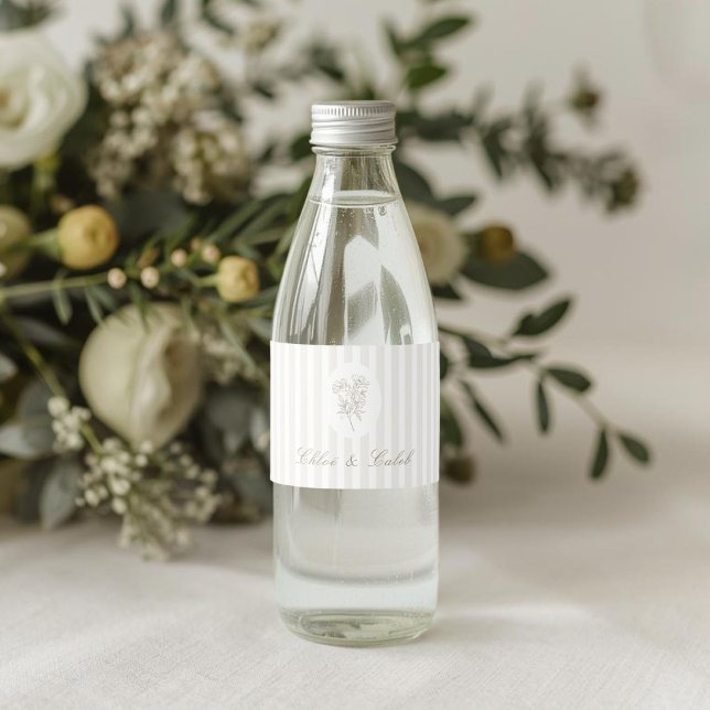 Rótulo De Garrafa De Vinho Casamento Botânico de Listra Chic Branco (Criador carregado)