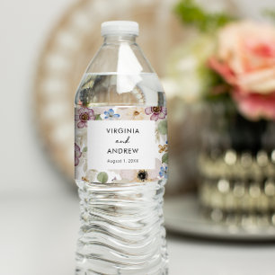 Rótulo De Garrafa De Vinho Casamento Botânico Floral Moderno